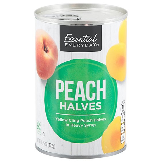 Essential Everyday Peach Halves Yellow Cling in Heavy Syrup - 15.25 Oz