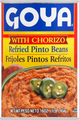 Goya Beans Refried Pinto with Chorizo Can - 16 Oz - Image 2