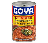 Goya Beans Refried Pinto with Chorizo Can - 16 Oz