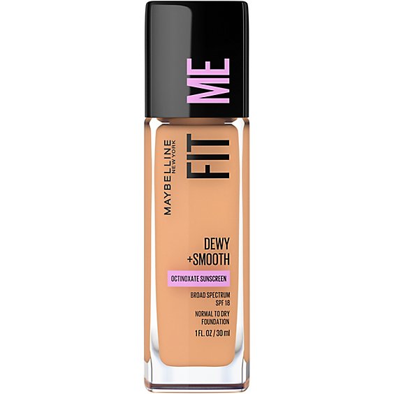 Maybelline Fit Me Dewy Plus Smooth Sun Beige Liquid Foundation Makeup with SPF 18 - 1 Oz