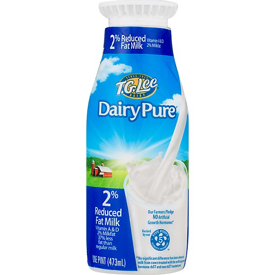 DairyPure 2% Reduced Fat Milk with Vitamin A and Vitamin D Bottle - 1 Pint