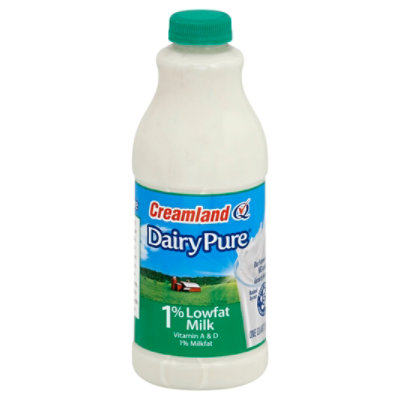 DairyPure 1% Low Fat Milk with Vitamin A and D Bottle - 1 Quart - Image 2