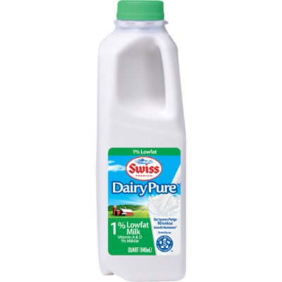 DairyPure 1% Low Fat Milk with Vitamin A and D Bottle - 1 Quart - Image 1