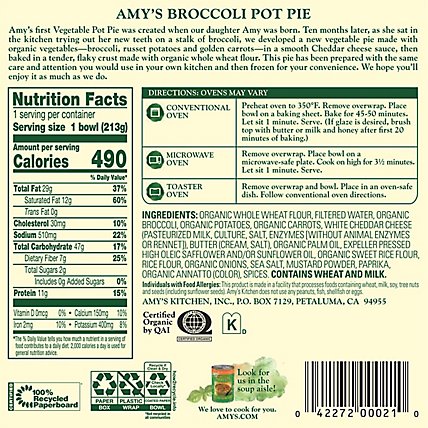 Amy's Broccoli Pot Pie - 7.5 Oz - Image 6