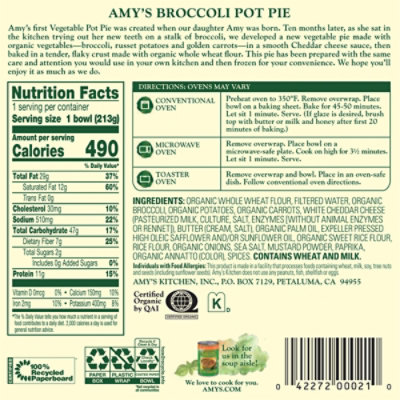 Amy's Broccoli Pot Pie - 7.5 Oz - Image 6