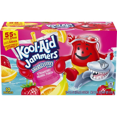 Kool-Aid Jammers Sharkleberry Fin Strawberry Orange Punch Soft Drink Pouches - 10-6 Fl. Oz. - Image 5