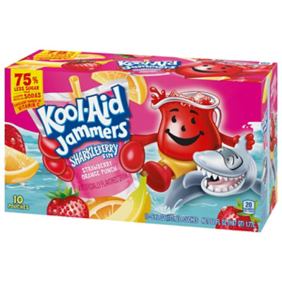 Kool-Aid Jammers Sharkleberry Fin Strawberry Orange Punch Soft Drink Pouches - 10-6 Fl. Oz. - Image 7