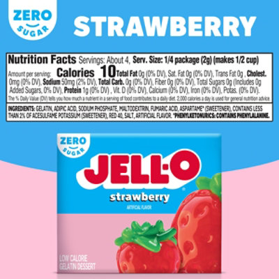 Jell-O Strawberry Artificially Flavored Zero Sugar Low Calorie Gelatin Dessert Mix - 0.3 Oz - Image 7