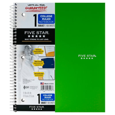 Mead Five Star 1 Subject Notebook Trend 100 Sheet - Each