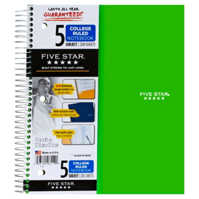 Mead Five Star Notebook Trend 200 Sheet - Each