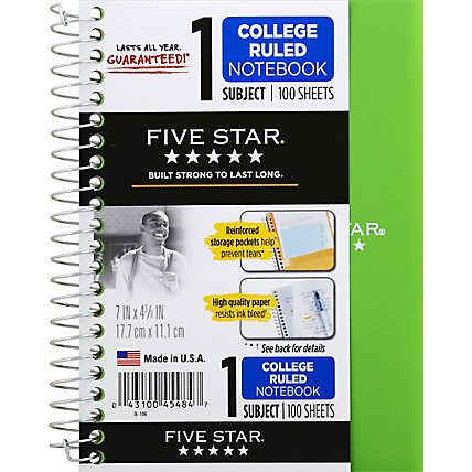 Mead Notebook Five Star College Ruled 1 Subject 100 Sheets - Each - Image 2