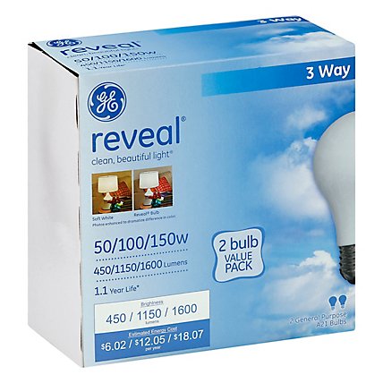 GE Lighting 50/100/150-Watt A21 3-Way Reveal Light Bulb 2-Pack 