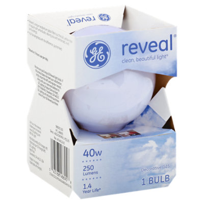 GE Globe Bulb White Reveal 40 Watt - Each