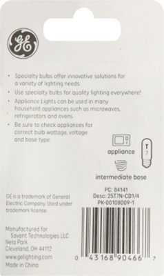 GE Light Bulbs Appliance T7 Clear 25 Watts - Each - Image 4