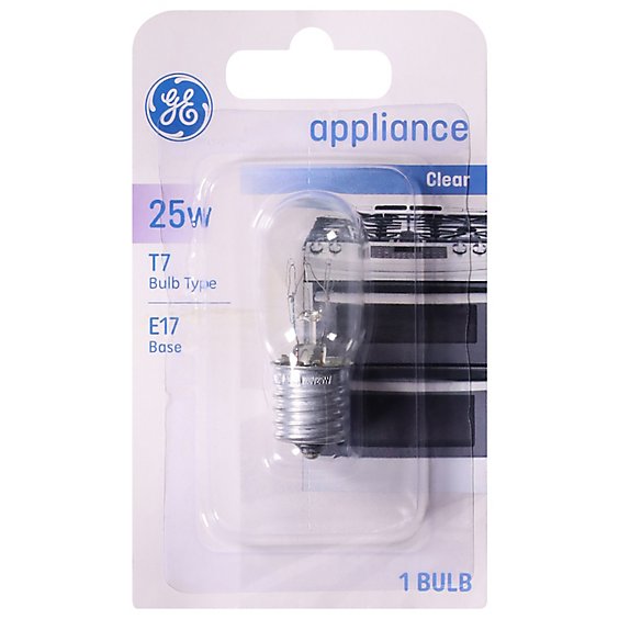 GE Light Bulbs Appliance T7 Clear 25 Watts - Each