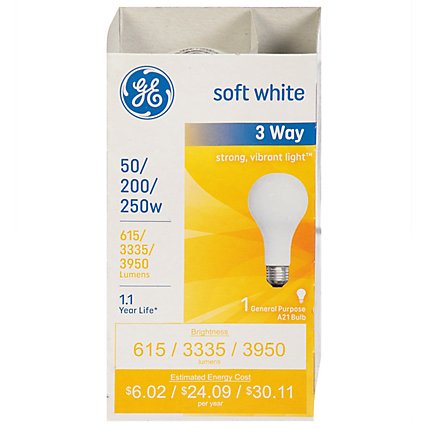 GE Soft White 3 Way 50 200 250 - Each - Image 3
