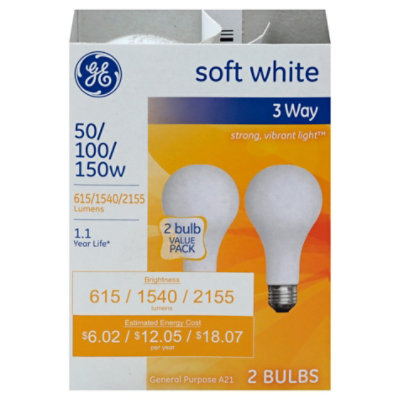 GE Soft White 3 Way 50 100 150 - 2 Count - Image 3