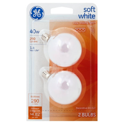 GE Vanity Bulb Small White 40 Watt - 2 Count - Image 1