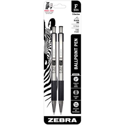 Zebra F-301 Pen Ballpoint Fine Black - 2 Count - Image 2