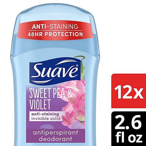 Suave Antiperspirant Deodorant Invisible Solid Sweet Pea & Violet - 2.6 Oz