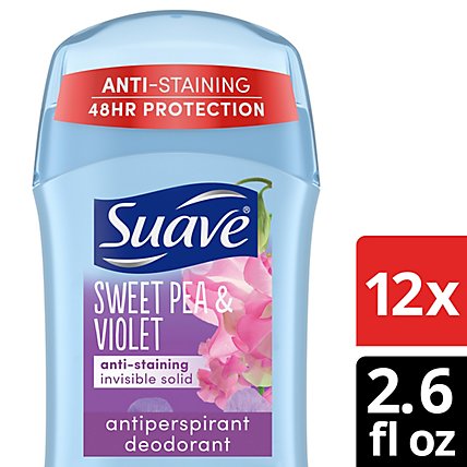 Suave Antiperspirant Deodorant Invisible Solid Sweet Pea & Violet - 2.6 Oz - Image 1