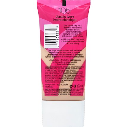 COVERGIRL Ready Set Gorgeous Foundation Oil Free Fresh Complexion Classic Ivory 105 - 1 Fl. Oz. - Image 3