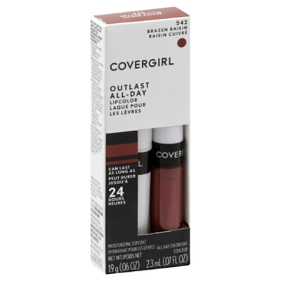 BRUNT crazy about タンカラー COVERGIRL Outlast Lipcolor All-Day Brazen Raisin 542 2 Count