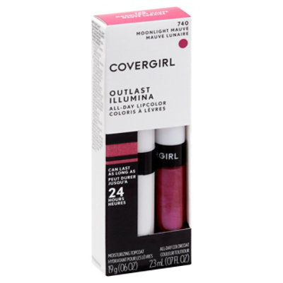 COVERGIRL Outlast Lipcolor All-Day Illumina Moonlight Mauve 740 2 Count -  0.13 Oz