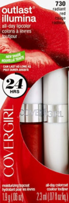COVERGIRL Outlast Lipcolor All-Day Illumina Radiant Red 730 2 Count - 0.13 Oz - Image 2