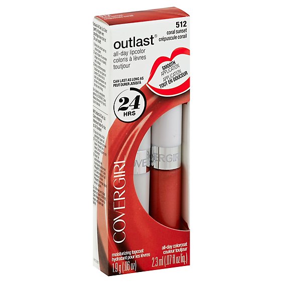 COVERGIRL Outlast Lipcolor All-Day Coral Sunset 512 2 Count - 0.13 Oz