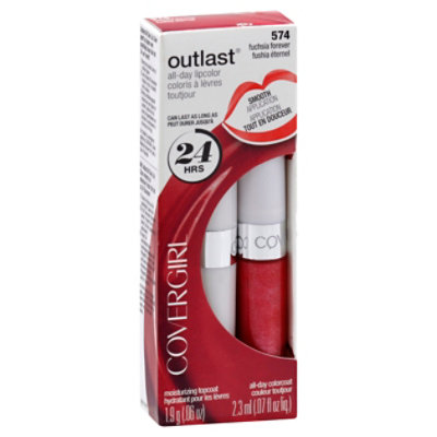 COVERGIRL Outlast Lipcolor All-Day Fuchsia Forever 574 2 Count - 0.13 Oz