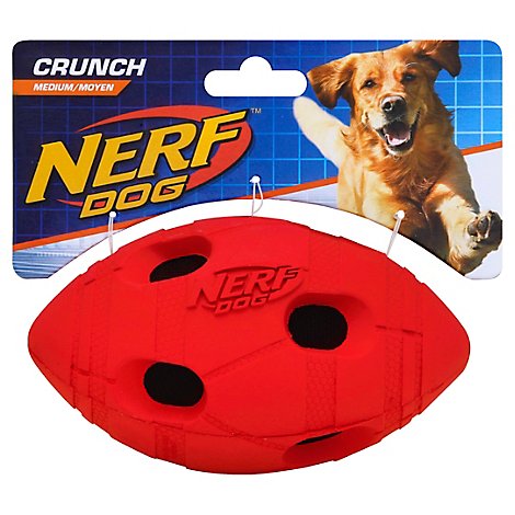 Nerf Dog Toy Crunch Football Medium Red Card - Each