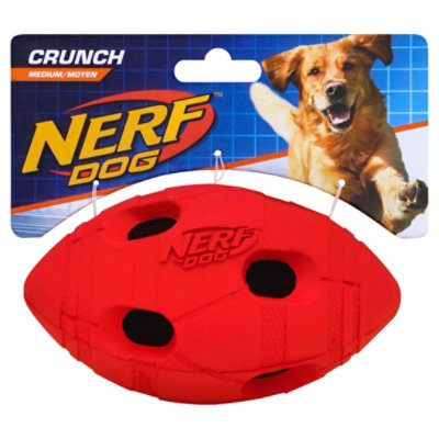 Nerf Dog Toy Crunch Football Medium Red Card - Each