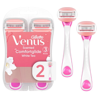 Gillette Venus Womens Disposable Razor ComfortGlide White Tea Scent - 2 Count - Image 1