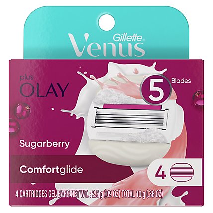 Gillette Venus ComfortGlide Plus Olay Sugarberry Womens Razor Blade Refills - 4 Count - Image 5
