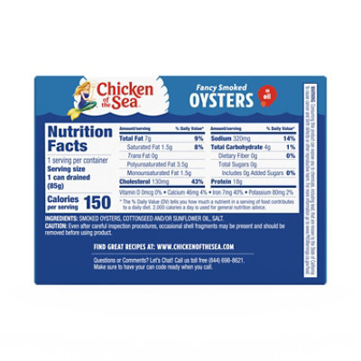 Chicken of the Sea Fancy Smoked Oysters in Oil - 3.75 Oz - Image 7