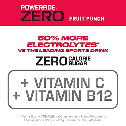 POWERADE Sports Drink Electrolyte Enhanced Zero Sugar Fruit Punch - 8-20 Fl. Oz. - Image 3