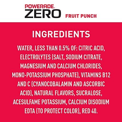 POWERADE Sports Drink Electrolyte Enhanced Zero Sugar Fruit Punch - 8-20 Fl. Oz. - Image 5