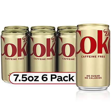 Diet Coke Soda Pop Cola Caffeine Free Mini Cans 6 Count - 7.5 Fl. Oz. - Image 2