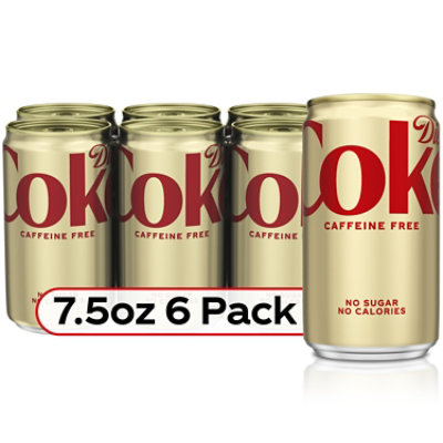 Diet Coke Soda Pop Cola Caffeine Free Mini Cans 6 Count - 7.5 Fl. Oz. - Image 1