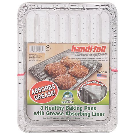 Handi-foil Baking Pans Healthy With Grease Absorbing Liner - 3 Count