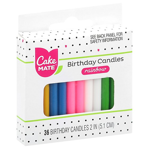 Cake Mate Candles Party Round Assorted - 36 Count