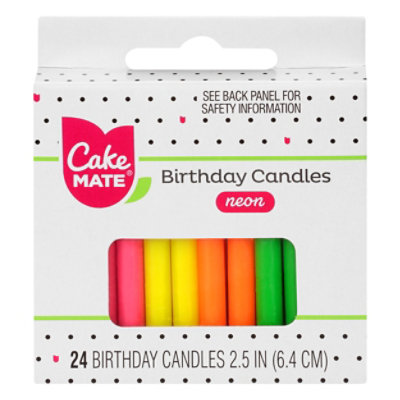 Cake Mate Candles Neon - 24 Count