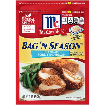 McCormick Bag'n Season Herb Roasted Pork Tenderloin Cooking & Seasoning Mix - 0.92 Oz - Image 1