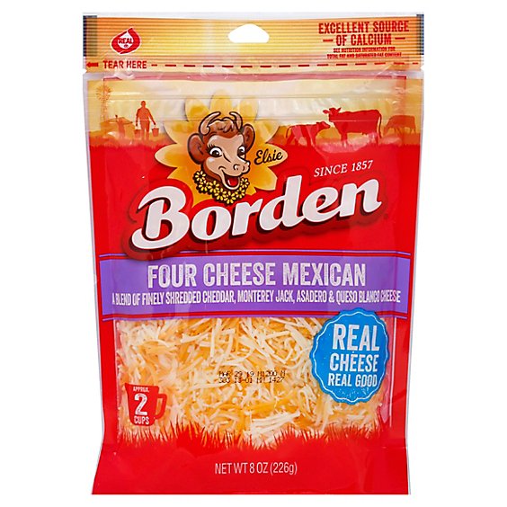 Borden Dairy Natural Shredded Mexican Four Cheese - 8 Oz