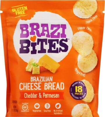 Brazi Bites Brazilian Cheese Bread Cheddar & Parmesan 18 Count - 11.5 Oz
