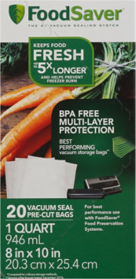 Foodsaver Pre-Cut Vaccum Seal 1 Quart Bags 20 Count - Each - Image 4