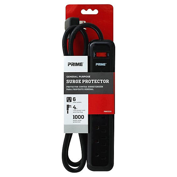 Prime Surge Protector 4 Feet 6 Outlet - Each