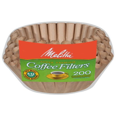 Melitta Coffee Filters Basket Natural Brown Unbleached Paper - 200 Count