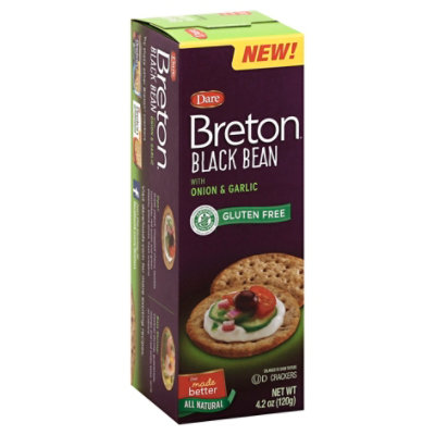 Breton Snacking Crackers Gluten Free Black Bean With Onion & Garlic - 4.2 Oz